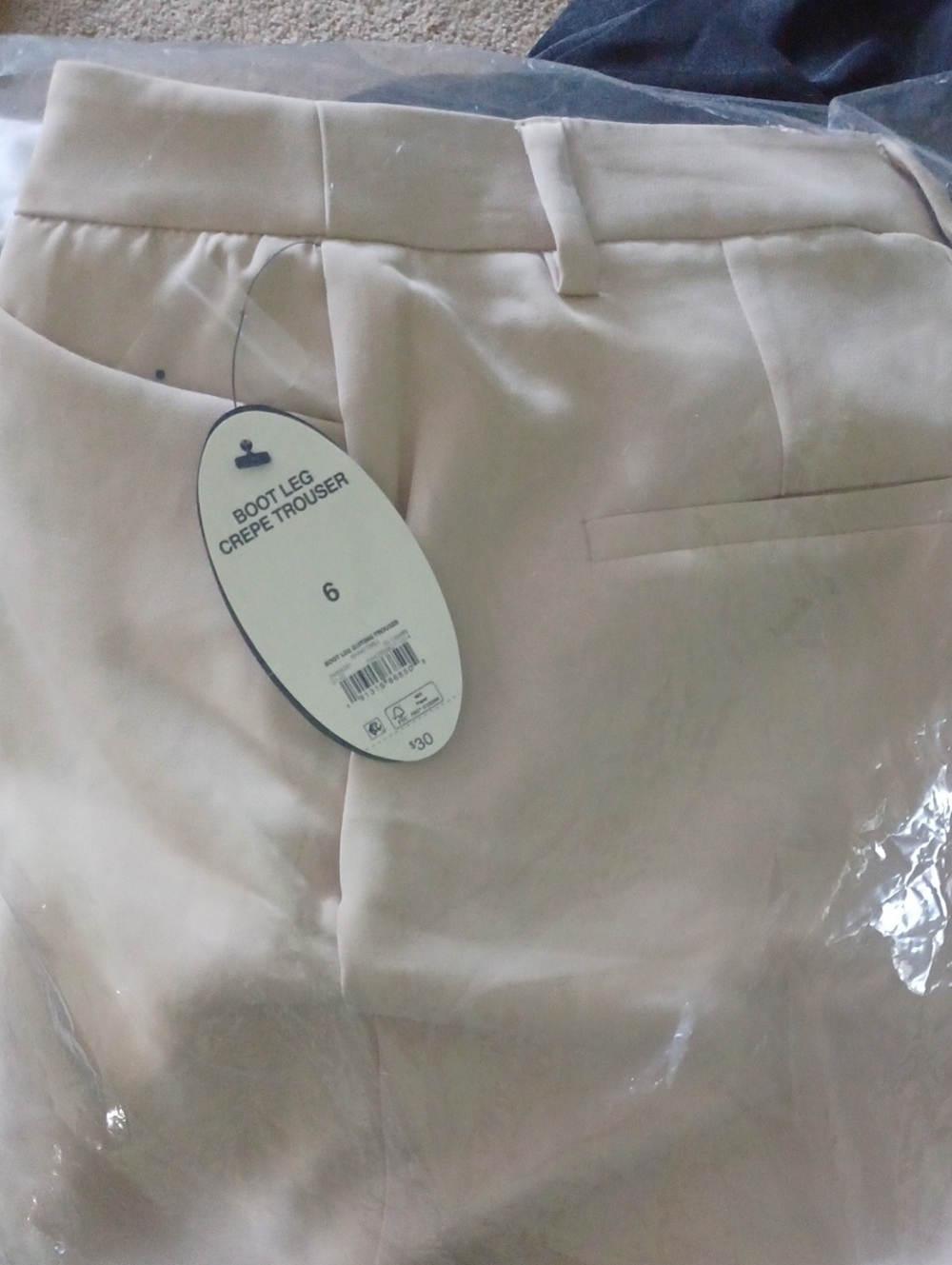 Boot-Leg Crepe Trousers in Light Beige